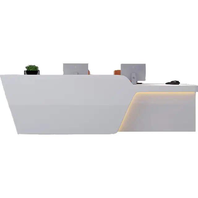 Unique Shape Office Furniture Paint Curved Front Desk Reception Counter Welcome Desk