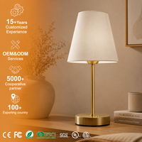 Lampe de table rechargeable à contrôle tactile, corps en fer, abat-jour en tissu remplaçable, lampe de chevet LED à CRI élevé Ra95