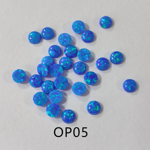 Cuentas de Ópalo Sintético con Corte Cabujón Redondo de Color, Piedras Preciosas Sueltas de Ópalo de Fuego con Parte Posterior Plana para Joyería - Product Image 1