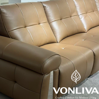 Sofá de Cuero Ecológico Vonliva, 4 Plazas, Modular, Seccional, Esquinero, Reclinable Eléctrico, Moderno, Relleno de Esponja, para Apartamento, Hotel, Villa, Estilo Europeo