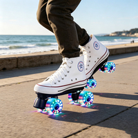 Patins à roulettes quad en toile pour adultes, roues lumineuses en PU, double rangée, quatre roues, chaussures de patinage récréatives d'extérieur