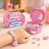 Boîte surprise pour enfants, kit de fabrication de bracelets DIY avec de jolies perles, breloques et clé, jouet créatif pour filles, vente en gros