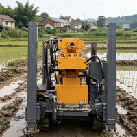 Foreuse mobile sur chenilles entièrement hydraulique diesel pour puits d'eau, 350 m, forage DTH de 350 mm, portable pour l'agriculture et le forage profond dans roche dure
