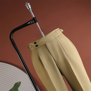 Pantalon de Costume Napolitain Taille Haute pour Homme 2026 avec Ajusteurs Latéraux, Coupe Droite, Idéal pour le Bureau, les Affaires, les Mariages, Style Old Money - Product Image 1