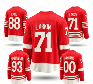 Camiseta de Hockey Unisex con Estampado de los Detroit Red Wings # 71 Larkin # 88 Kane # Camiseta Deportiva de Secado Rápido con Transferencia Térmica 53 Seider 100% - Product Image 1