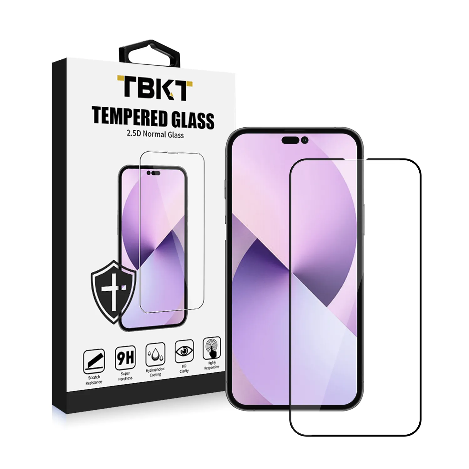 Tempered Glass Screen Protector 2.5d Silk Printing Full Cover for iphone 13 14 pro 0.33mm Screen Protector