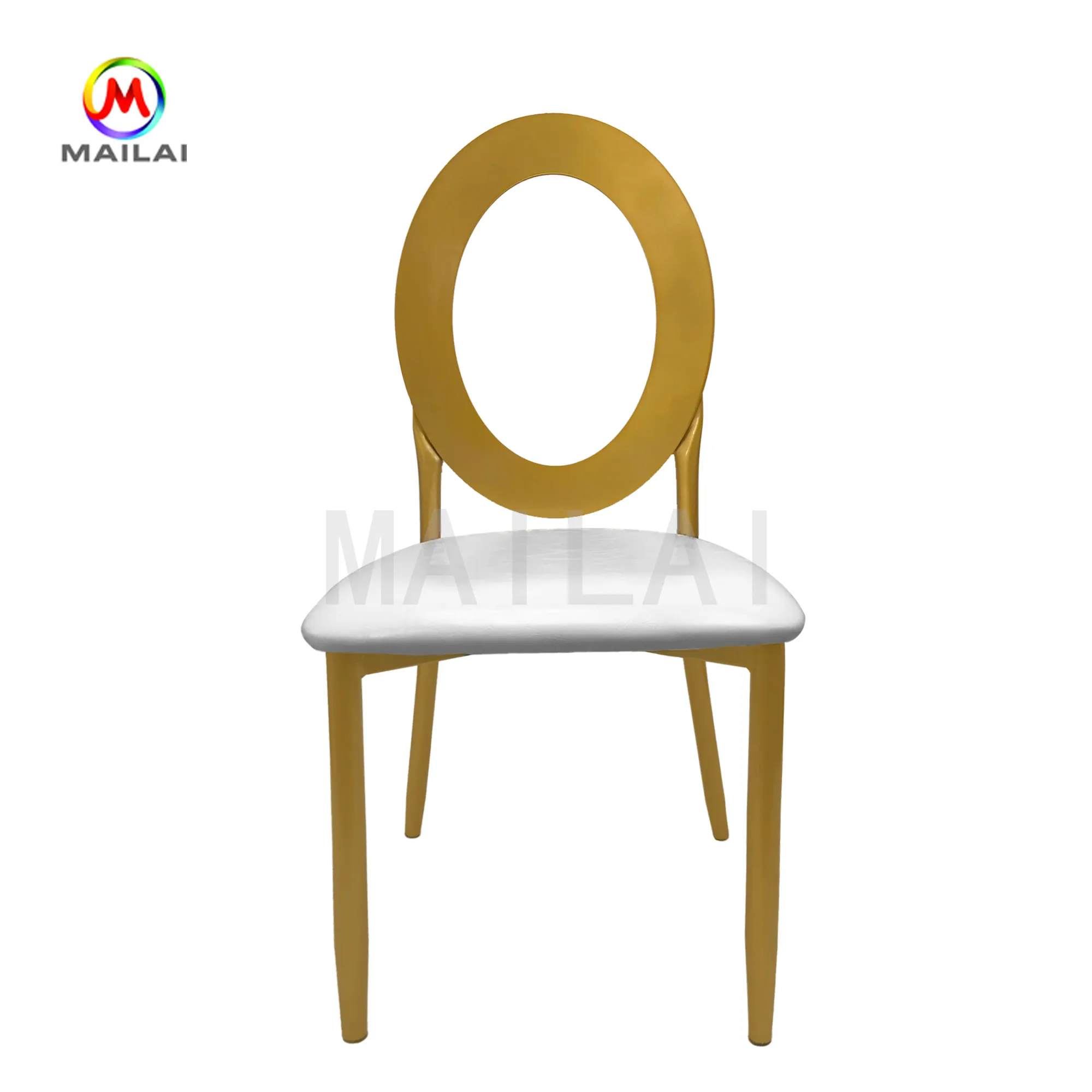 Yeni tasarım otel ziyafet salonu toptan için güzel altın Metal demir düğün sandalyesi