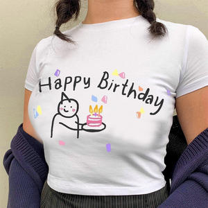 بلوزة نسائية بسيطة من الأسفل مطبوعة على الموضة - Product Image 1