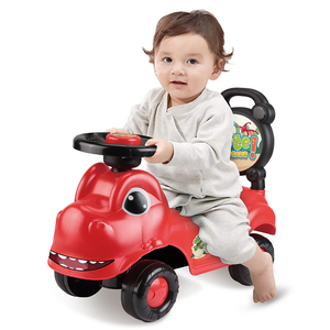 MILI Venta caliente Niños Ride-On Volante de plástico <span class=keywords><strong>Carro</strong></span> Triceratops Juguete de dibujos animados con música puede ser empujado por niños - Product Image 1