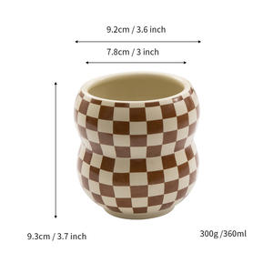 Tasse en céramique de Chaozhou, motif damier blanc, sans anse, résistante aux hautes températures, idéale pour un cadeau - Product Image 2