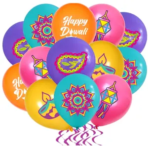 Diwali Latex Balloons Festival of Lights Happy Diwali Rangoli Party Decor Balloons for Hindu Deepavali Holiday Party supplies