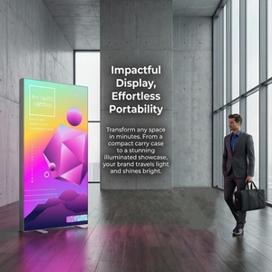 Custom Double Sided Backlit <b>Banner</b> <b>Stand</b> Folding Pop up LED Fabric Lightbox SEG Light Box Display for Trade Show Backdrop Booth - Product Image 2