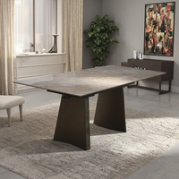 Meubles de salle à manger modernes et luxueux sur mesure, pieds en métal, plateau en céramique, verre trempé, table pliable 6 places