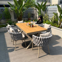 Ensemble table et chaises d'extérieur en alliage d'aluminium empilables, durables, écologiques et créatifs de style nordique pour cour, jardin, terrasse