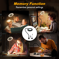 Magnetic Base Reading Desk Lamp 3-color LED Light Level 10 Lighting Adjustment with 3X Glass Lens for DIY/Close Work