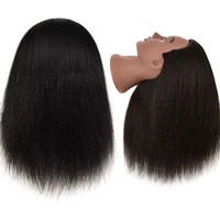 Tête de mannequin en cheveux humains réels pour décoloration, teinture, permanente, coiffure, tressage et entraînement à la tressage