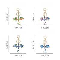 Porte-clés Dragon Émaillé Multicolore, Dragon Volant Fantastique, Anneau de Clés en Métal, Pendentif de Sac, Breloque, Cadeau
