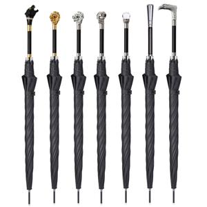 Bâtons de marche de luxe personnalisés en métal avec tête d'animal lion serpent, cadeaux, parapluies de golf pour protection solaire en vinyle - Product Image 1