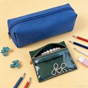 Sac de rangement portable en velours pour bijoux, avec fermeture éclair transparente, pour pièces de monnaie et écouteurs, idéal comme sac cadeau - Product Image 2
