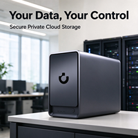NAS Dual Bay Tanpa Disk, Maks 60TB, RK3568, Manajemen Foto AI, Pemutar Media 4K, Server Penyimpanan Cloud Pribadi yang Aman