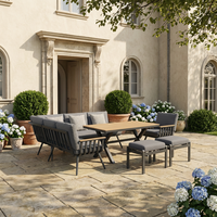 Ensemble de canapé d'angle en aluminium pour l'extérieur, plateau de table en aluminium, cadre antirouille, mobilier de patio moderne, jardin, bord de piscine, résistant aux UV