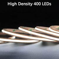 Bande LED COB 24V ultra-lumineuse 400 LED/m CRI 90 Ra90, haute densité, découpable, flexible, auto-adhésive pour éclairage décoratif linéaire
