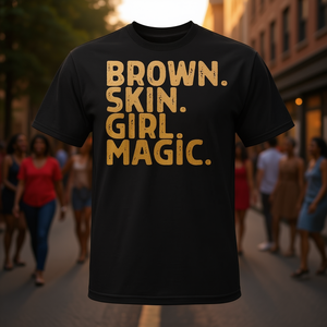 T-shirt promotionnel unisexe noir Brown Skin Girl Magic - Product Image 3