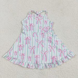 En gros, Vêtements d'été décontractés pour filles, écologiques, comprenant Jupes-shorts de yoga, Robes à volants, longueur genou, à bretelles, à motifs floraux et à nœuds, et Tenues de sport - Product Image 3