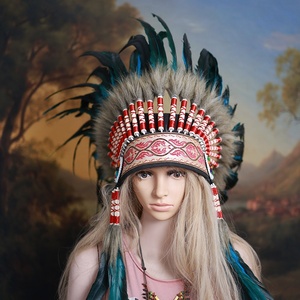 Coiffes à plumes pour enfants, vente directe usine, pour spectacles, accessoires capillaires teints style cocktail, tribal et sauvage - Product Image 2