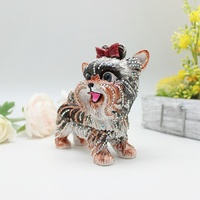 SHINNYGIFTS persan chien émail bibelot boîte peint à la main mignon charnière Animal Statue décoratif souvenir cadeaux de noël pour les enfants