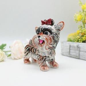 SHINNYGIFTS caja de baratija de esmalte de perro <span class=keywords><strong>persa</strong></span> pintada a mano bonita estatua de Animal con bisagras recuerdo decorativo regalos de Navidad para niños - Product Image 5