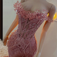 S1348Y 2026 Neues Hochwertiges Rosa Trägerloses Robustes Schlitz-Abendkleid mit Sexy Strass-Meerjungfrauen-Saum für Bankette und Rote Teppiche