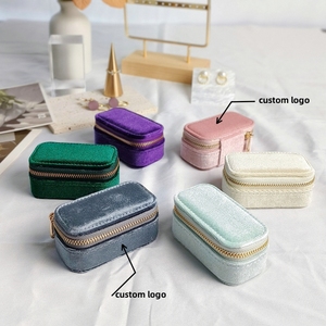 Wholesale Custom Logo Velvet Leather Mini Jewelry Ring <strong>Box</strong> Travel Portable <strong>Jewellery</strong> Earring Ring Organizer <strong>Women</strong> Gift Case - Product Image 2
