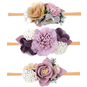 Dulce Fresh Princess Style Full Moon Baby Halogen Hair Band Elegante flor artificial Stretch Nylon <span class=keywords><strong>Headband</strong></span> - Product Image 1