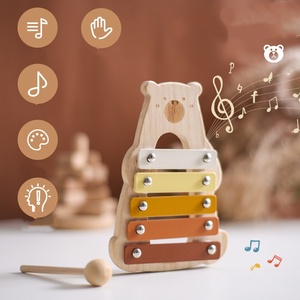 Xylophone à percussion 5 tons en forme d'ours mignon, instrument et accessoire de musique éducatif pour l'éveil musical précoce, vente en gros - Product Image 4