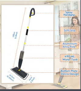 Fregona giratoria plana de diseño moderno con mango mágico de plástico de acero inoxidable para el hogar y la limpieza del hotel Embalaje en caja - Product Image 2