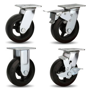 Abnehmbare Gummi-Industrierollen mit Metallseitenbremse, Zink-Chrom-Beschichtung, Hochbelastbare Schwarze Räder und Lenkrollen - Product Image 6