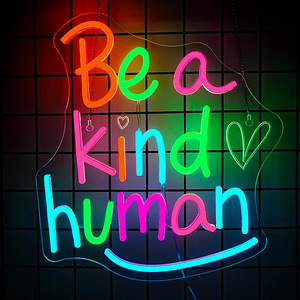 Letras <span class=keywords><strong>de</strong></span> Neón Personalizadas, Letrero LED con la Frase 'Be a Kind Human' para Dormitorio, Hogar, Bar, Aula, Oficina, Fiesta <span class=keywords><strong>de</strong></span> Cumpleaños - Product Image 1