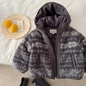 Children's Reversible Fleece Jacket Hooded Thickened Winter Coat Boys Warm Trendy 2025 Polyester Wadding - Product Image 4