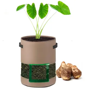 5 جالون أكياس زراعة النباتات غير المنسوجة أكياس زراعة خضراء/بنية أكياس نضج نباتات سوداء