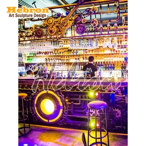 Mostrador <span class=keywords><strong>de</strong></span> Recepción Estilo Steampunk <span class=keywords><strong>de</strong></span> Metal para Tienda <span class=keywords><strong>de</strong></span> Tatuajes o Bar, Diseño Industrial con Luces LED - Product Image 2