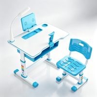 Ensemble table et chaise d'école pour enfants, moderne, réglable, en métal, avec siège confortable, pour l'écriture et le dessin
