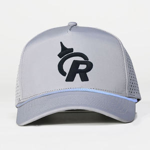 Wholesale Microfiber Sport <strong>Cap</strong> Blank Design 3D Embroidery Logo <strong>Grey</strong> <strong>Baseball</strong> <strong>Cap</strong> Custom Perforated Golf Hats Laser Holes <strong>Caps</strong> - Product Image 3
