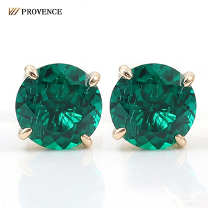 1carat 2carat 4carat Round Brilliant Cut Lab Grown <b>Emerald</b> <b>Stud</b> <b>Earrings</b> Real Solid 18k Gold Lab <b>Emerald</b> <b>Earring</b> for Women Gift - Product Image 1