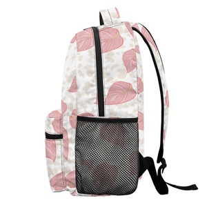 Fashionable Large Sized Windproof School Bag and Pencil Case Set Two Pieces Pink Anthurium <strong>Leopard</strong> Print Custom <strong>Backpacks</strong> - Product Image 3
