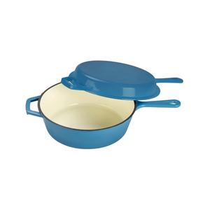 Casserole <span class=keywords><strong>en</strong></span> <span class=keywords><strong>fonte</strong></span> émaillée 2 <span class=keywords><strong>en</strong></span> 1, poêle, couvercle, revêtement émaillé, antiadhésif, écologique, cuisson, pâtisserie, friture, camping - Product Image 3