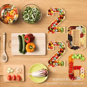 ถาดไม้สำหรับเสิร์ฟอาหาร ขนมหวาน ผลไม้ งานเลี้ยง ใช้ในบ้าน ชุดจานไม้ - Product Image 1