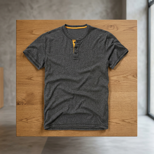 T-shirt décontracté d'été pour hommes grandes tailles, en coton tricoté 100%, col carré, imprimé à carreaux, manches courtes, vente en gros personnalisée - Product Image 3