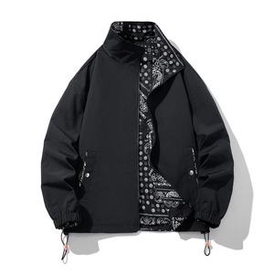 เสื้อแจ็คเก็ตสองด้านสำหรับผู้ชาย แบรนด์เท่ๆ รุ่นใหม่ประจำฤดูใบไม้ผลิและฤดูใบไม้ร่วงปี 2025 คอตั้ง กันลม ทรงหลวม พิมพ์ลายดอกแคชเมียร์ - Product Image 1