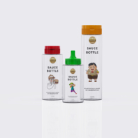 Bouteille souple multi-capacités en PET pour sauces 200ML 250ML 360ML avec bouchon couleur personnalisée et opercule en aluminium pour emballage alimentaire professionnel